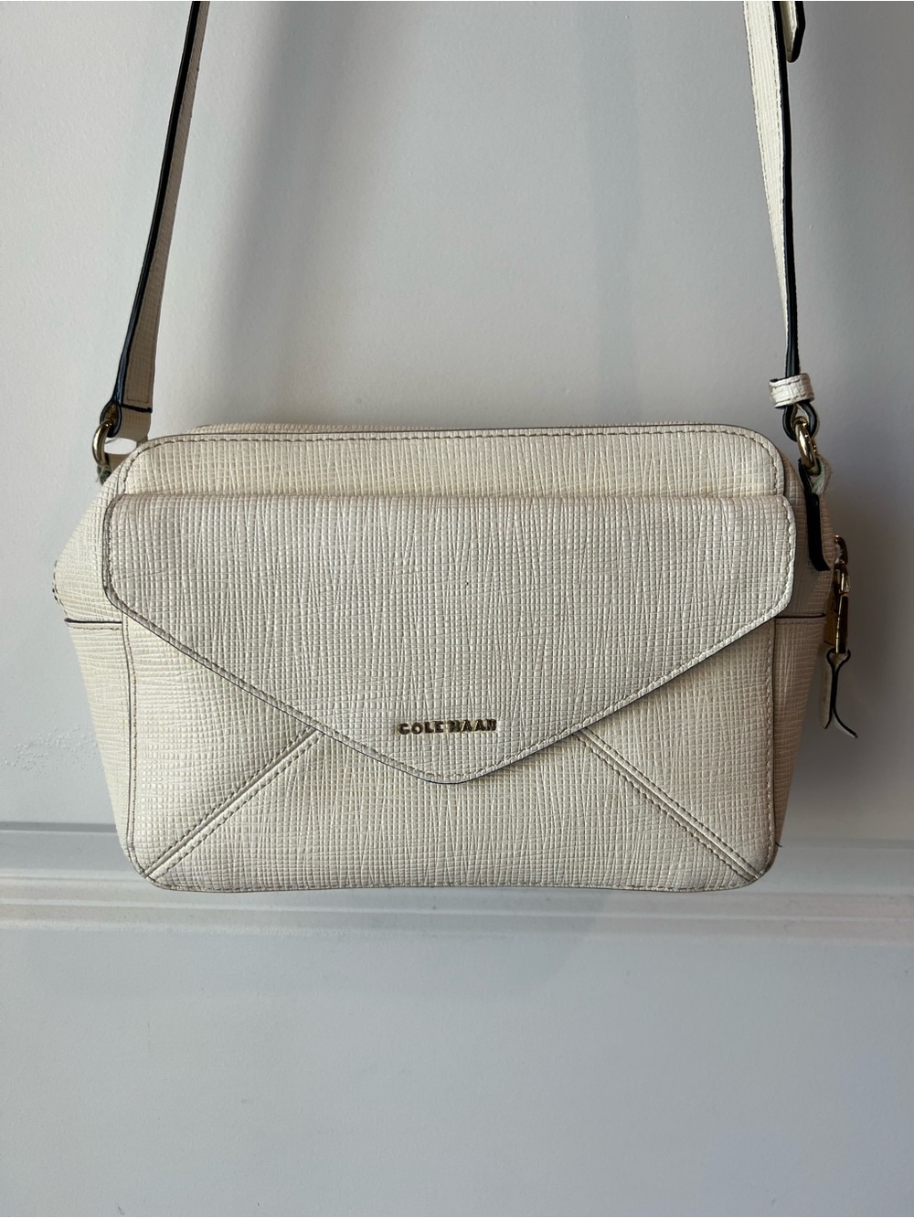 Cole Haan Cream Textured Crossbody Bag